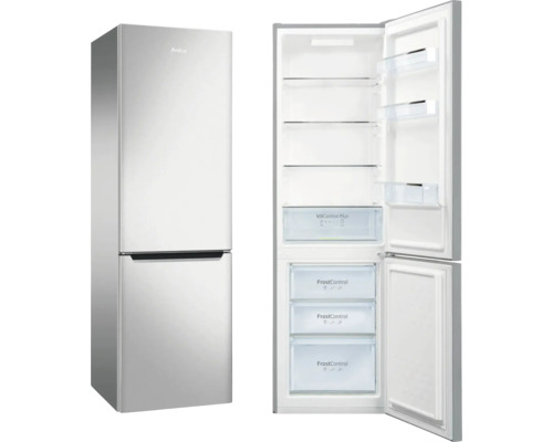 Amica koel-vriescombinatie met open deur die het interieur laat zien