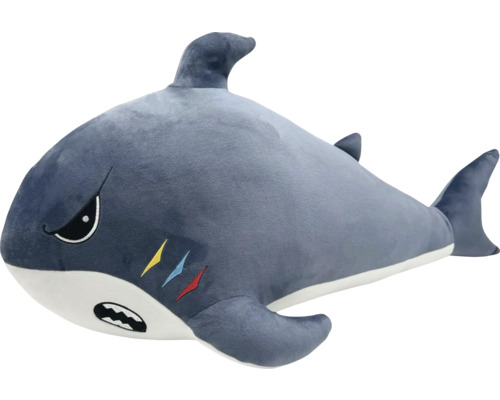 UNIQUE LIVING Knuffelkussen haai grijs 38x75 cm Grijze pluchen haai