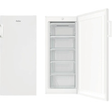 Amica vriezer met laden, deur open en gesloten weergegeven