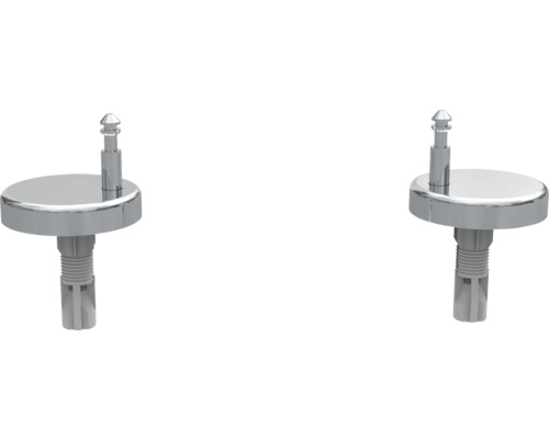 Twee metalen toiletdekselbevestigingen