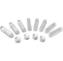 Glasbevestigingsset, bestaande uit pen- en cilindervormen