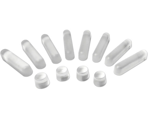 Glasbevestigingsset, bestaande uit pen- en cilindervormen