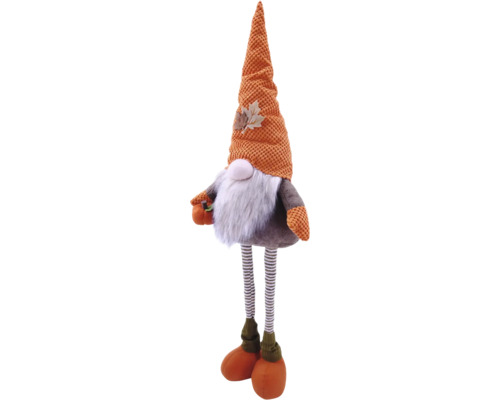 Decoratief figuur tuinkabouter met gestreepte benen en herfstbladhoed