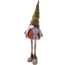 Decoratieve stoffen figuur in dwergontwerp met gestreepte benen en puntmuts