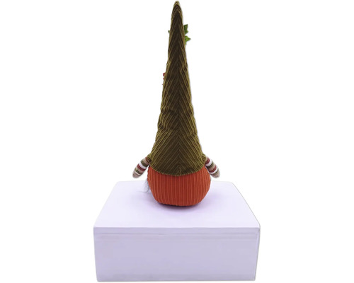 Decoratief figuur dwerg met corduroy hoed en gestreepte armen