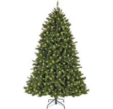 Versierde kunstkerstboom met lampjes op een standaard