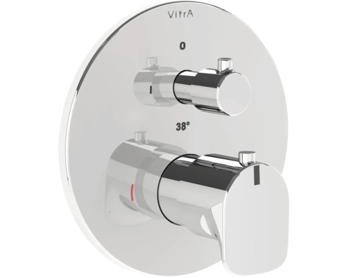 VITRA Inbouwthermostaat Root Round A42694EXP chroom Vitra wastafelkraan met twee hendels voor temperatuur- en waterhoeveelheidregeling