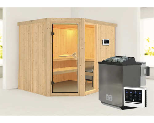 Sauna met kachel en bediening
