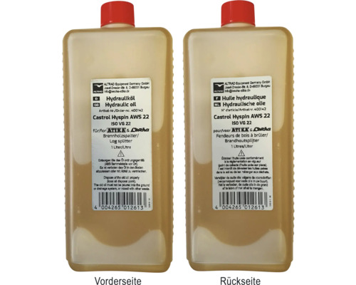 Hydrolische olie Castrol Hyspin AWS 22 voor houtkloofmachines Fles hydraulische olie Castrol Hyspin AWS 22 voor houtklover, 1 liter