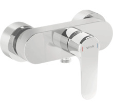 Verchroomde douchekraan met enkele hendel en Vitra logo.