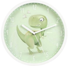 Analoge kinderwandklok met dinosaurusmotief