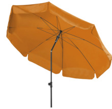 Oranje parasol met zwarte standaard