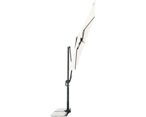 Gesloten rechthoekige parasol op voet voor buiten