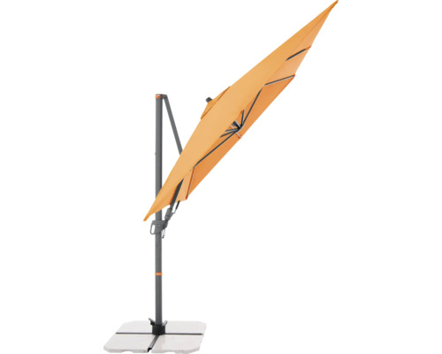 Vrijhangende parasol met grijs frame en rechthoekig scherm