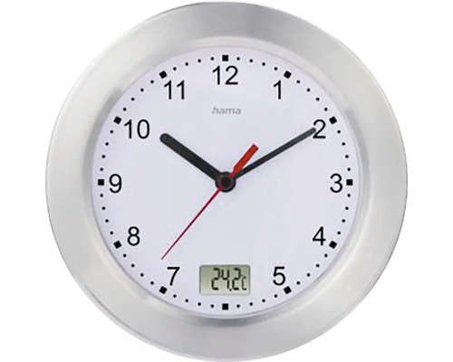 HAMA Wandklok badkamer Mauritius zilver wit ø 17 cm