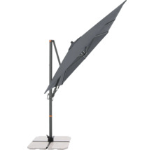 Grijze zweefparasol op een betonnen voet