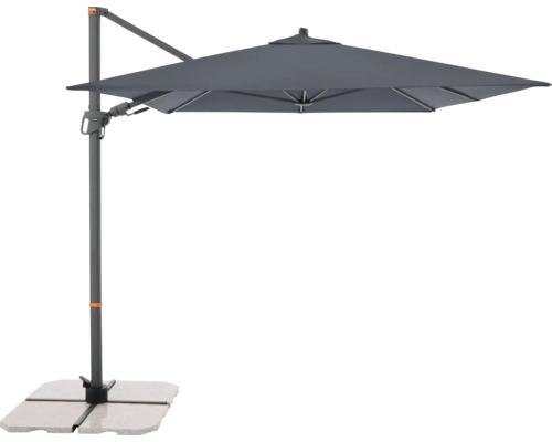 Vrijhangende parasol met parasolvoet