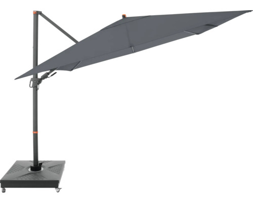 Vrijarmparasol met rechthoekig scherm en voet