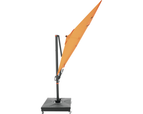 Vrijhangende parasol met grijs frame en vierkante voet