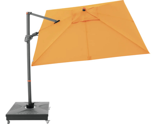 Vrijhangende parasol met vierkant scherm en voet