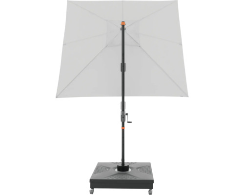 Vierkante parasol met slinger en voet