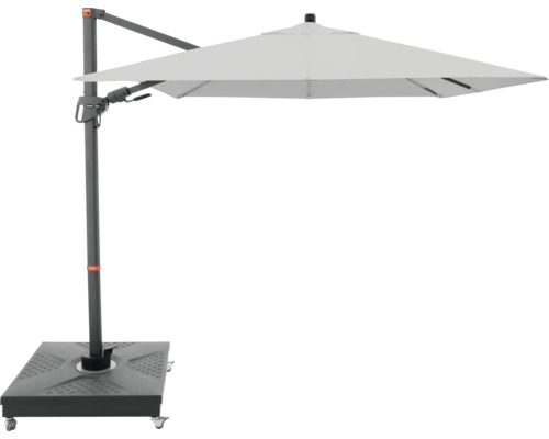 Vrijhangende parasol met voetkruis en draaimechanisme