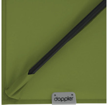 Detailweergave van een parasol met Doppler logo