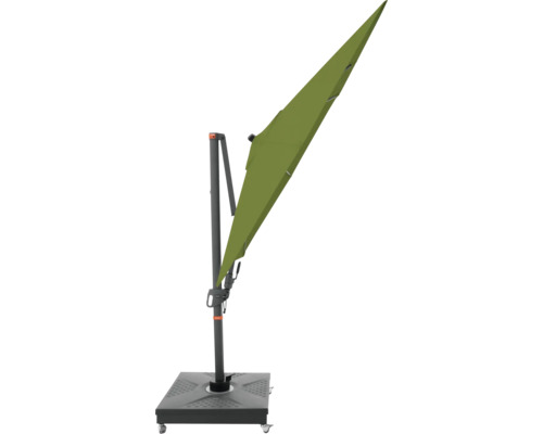 Vrijhangende parasol met rechthoekig doek en voet