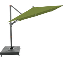 Vrijstaande parasol met grijze voet en rechthoekig scherm