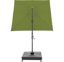 Vierkante parasol met slinger en parasolvoet