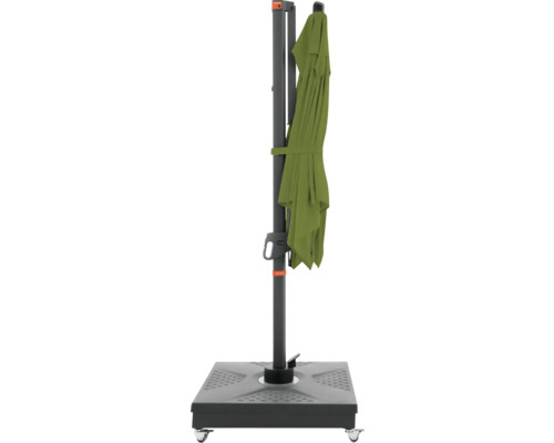 Gesloten tuimelparasol met voet