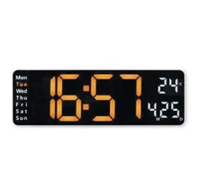 Digitale wandklok met weergave van tijd, datum en temperatuur