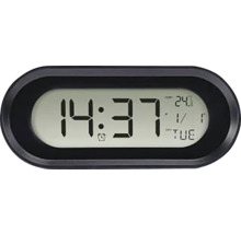 Digitale klok met weergave van tijd, datum en temperatuur