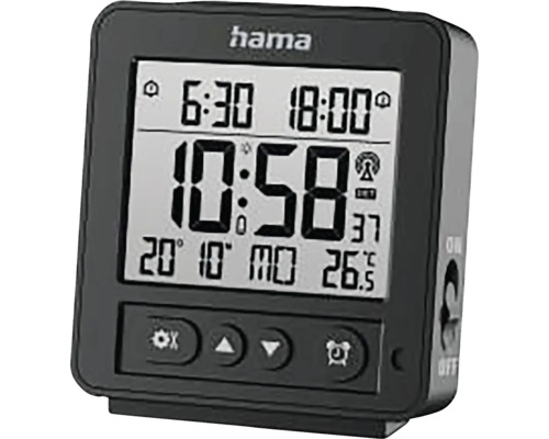 Hama radiogestuurde wekker met digitale weergave van tijd, datum en temperatuur