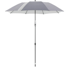 Grijze tuinzweefparasol met strepen