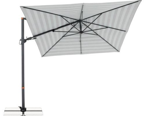 Vrijhangende parasol met streepmotief voor buiten