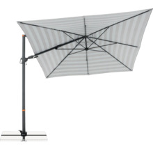 Rechthoekige parasol met streepmotief en voet