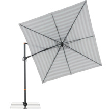 Vierkante parasol met streepjespatroon en zijstok