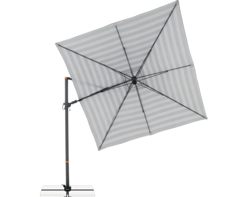 Vierkante parasol met streepjespatroon en zijstok