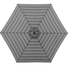 Bovenaanzicht van een gestreepte parasol