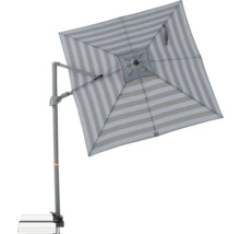 Vierkante zweefparasol met streepmotief en zwengelmechanisme