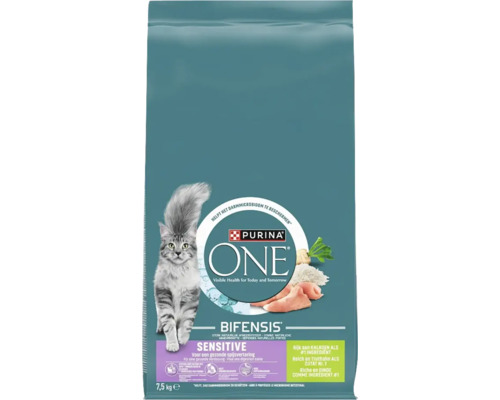 PURINA ONE Kattenvoer Adult sensitive kalkoen 7,5 kg Purina One Sensitive droog kattenvoer in een verpakking van 7,5 kilogram