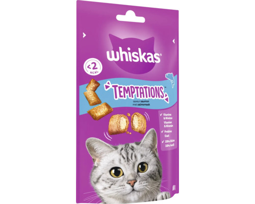WHISKAS Kattensnack Temptations zalm 60 g Whiskas Temptations kattensnacks met zalmsmaak