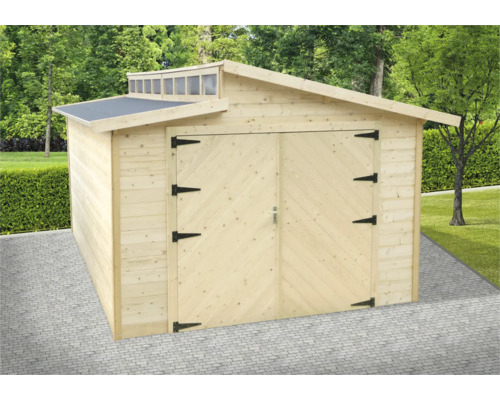 Houten tuinhuis met dubbele deur en ramen