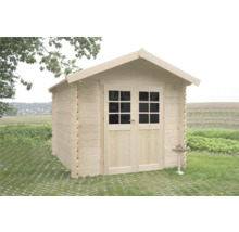Houten tuinhuis met dubbele deur en ramen