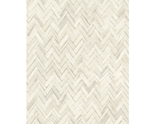 RASCH Vliesbehang 410372 Beachhouse geometrisch houtoptiek crème Behang met vlechtpatroon