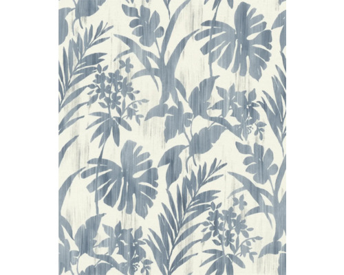 RASCH Vliesbehang 410563 Beachhouse bladeren blauw Behang met bloemmotief