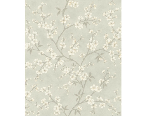 RASCH Vliesbehang 456752 Country Charme bloesem grijs Behang met bloemmotief van kersenbloesem