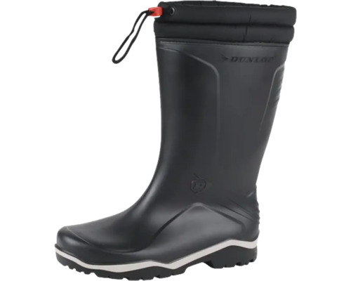 Zwarte Dunlop rubberlaars met trekkoord