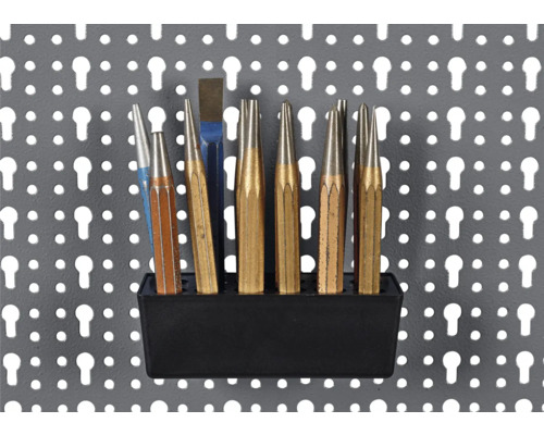 Splijtbreeuwen en doorslagen in houder aan perforatiewand